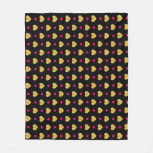 Valentine's Day Gold Hearts Pattern-23655 Fleece Blanket