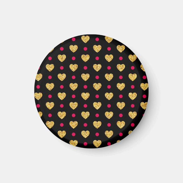 Valentine's Day Gold Hearts Pattern-23655 Magnet (Front)