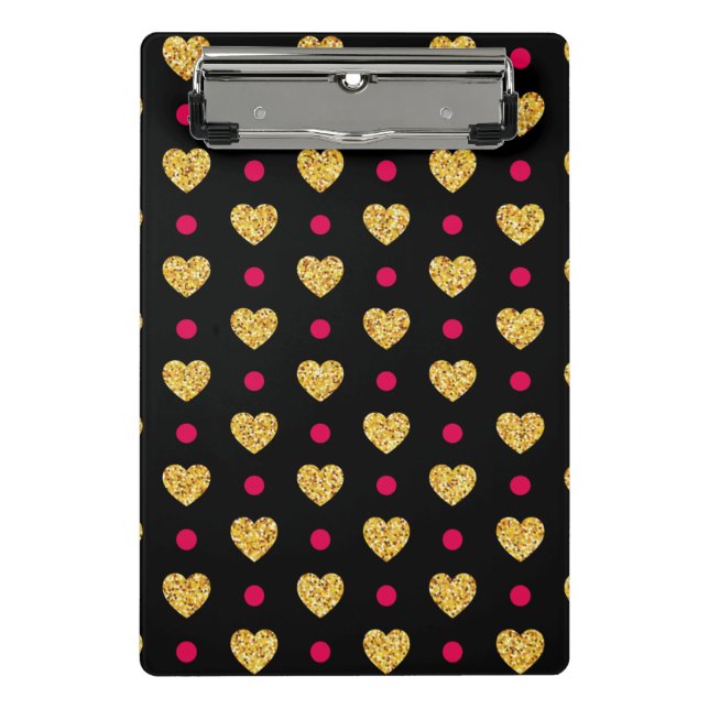 Valentine's Day Gold Hearts Pattern-23655 Mini Clipboard (Front)
