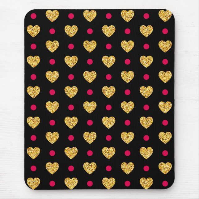 Valentine's Day Gold Hearts Pattern-23655 Mouse Mat (Front)