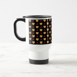 Valentine's Day Gold Hearts Pattern-23655 Travel Mug