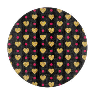 Valentine's Day Gold Hearts Pattern Cutting Board