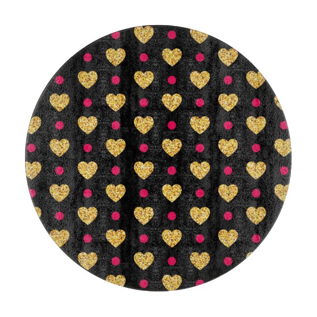 Valentine's Day Gold Hearts Pattern Cutting Board (Front)