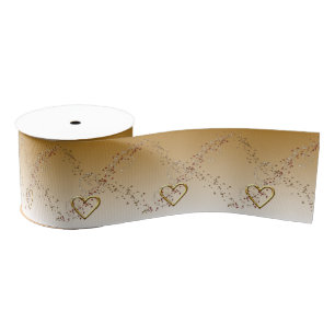 Valentine's Day Gold Hearts Ribbon Grosgrain Ribbon