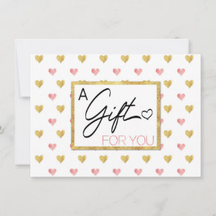 Valentine's Day Gold Pink Glitter Hearts Gift Card