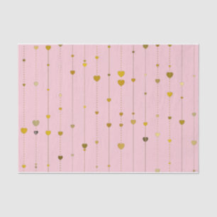 Valentine's Day Golden Hearts Pink Tissue Paper