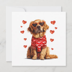Valentines Day Golden Retriever Dog Holiday Card