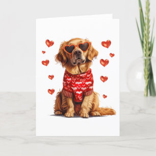 Valentines Day Golden Retriever Dog Holiday Card