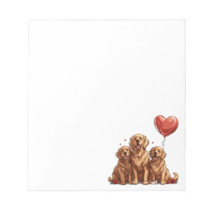 Valentines Day Golden Retriever Dog Notepad