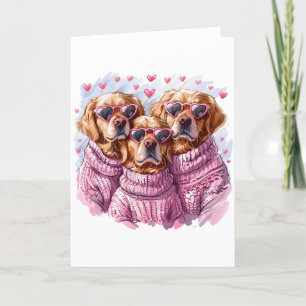 Valentines Day Golden Retriever Dogs Holiday Card
