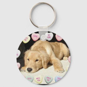 Valentine's Day Golden Retriever Key Ring