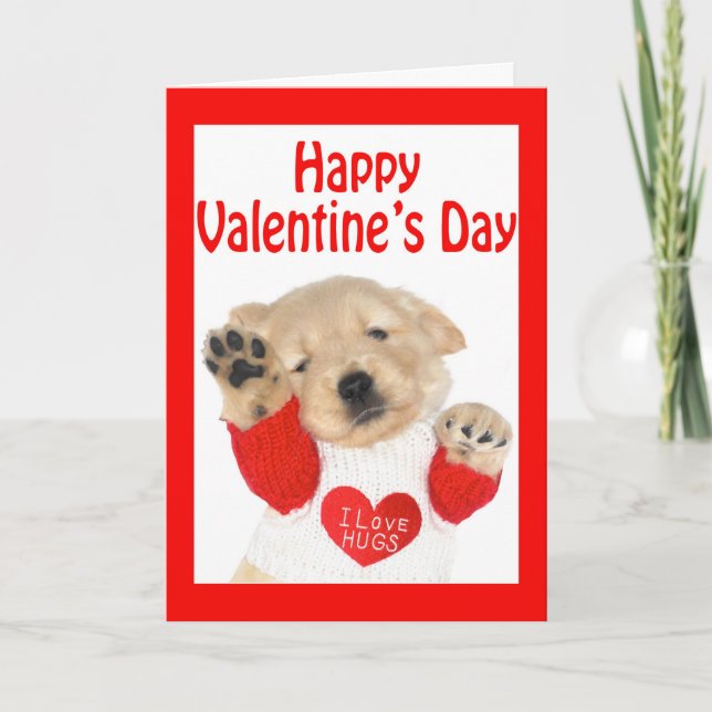 Valentine's Day Golden Retriever Puppy Card (Front)