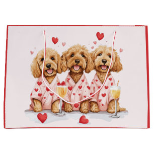 Valentines Day Goldendoodle Dogs Large Gift Bag