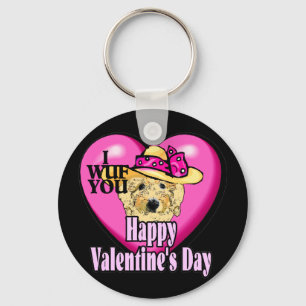 Valentine's Day Goldendoodle Key Ring