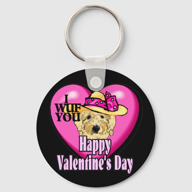 Valentine's Day Goldendoodle Key Ring (Front)