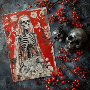 Valentines Day Gothic Bride Skeleton Decoupage  Tissue Paper