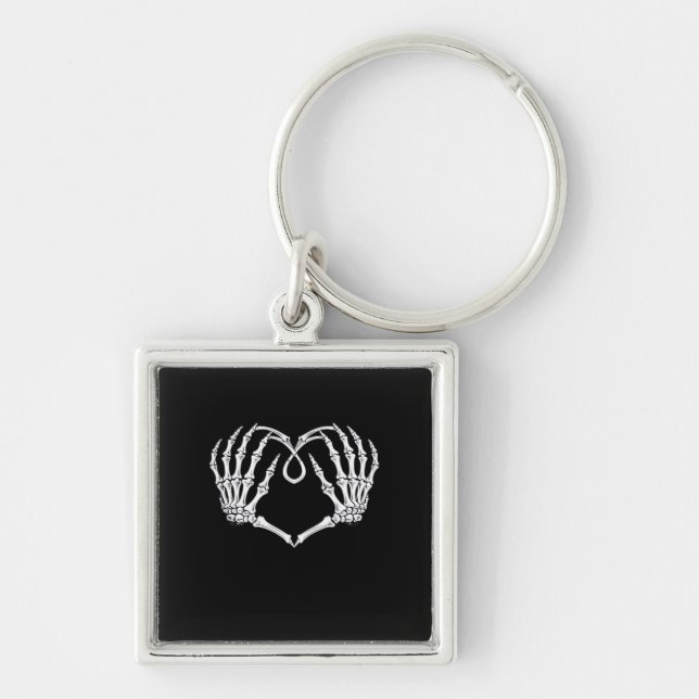 Valentines Day Gothic Heart With Skeleton Hands Va Key Ring (Front)