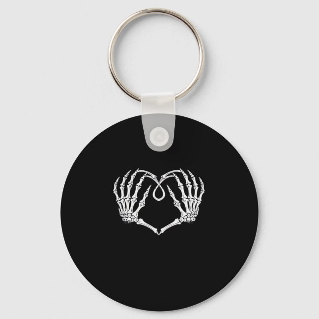 Valentines Day Gothic Heart With Skeleton Hands Va Key Ring (Front)