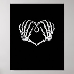 Valentines Day Gothic Heart With Skeleton Hands Va Poster