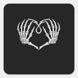 Valentines Day Gothic Heart With Skeleton Hands Va Square Sticker
