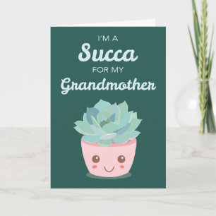 Valentines Day Grandmother with Kawaii Succulent Card