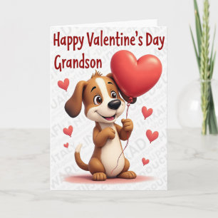Valentines Day Grandson Puppy Card