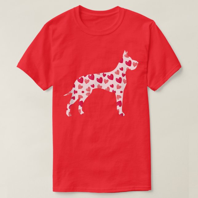 Valentines Day Great Dane Hearts Puppy Dog Lover  T-Shirt (Design Front)