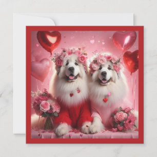 Valentine's Day Great Pyrenees Couple Holiday Card