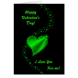 Valentine's Day - green Rainbow heart on black
