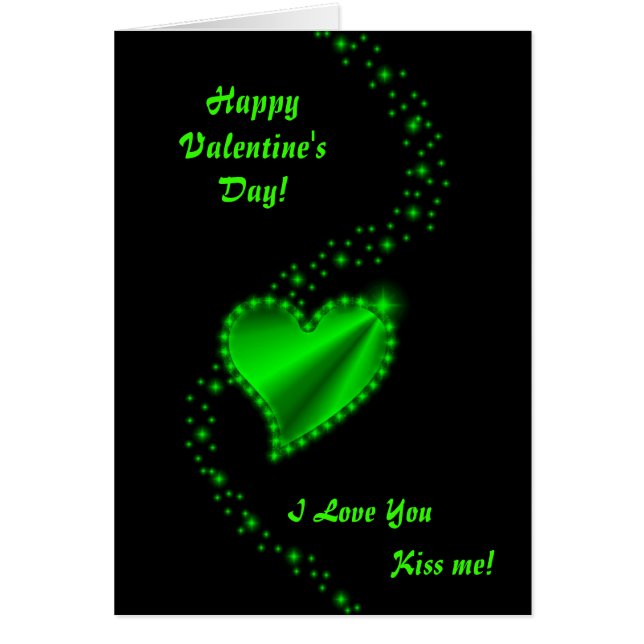 Valentine's Day  - green Rainbow heart on black (Front)
