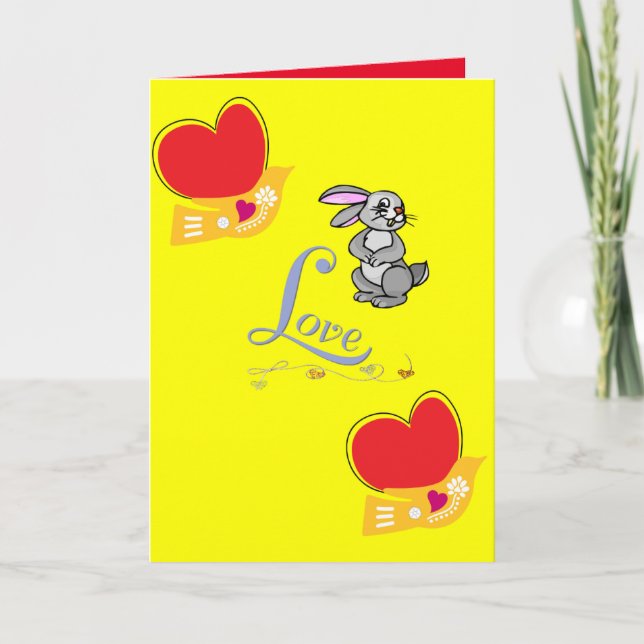 Valentine's Day Greeting Card Bunny Rabbit Love  (Front)