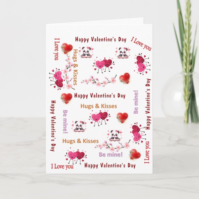Valentine's Day Greeting Card CoupleRed Hearts  (Front)