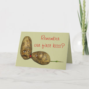 Valentines Day Greeting Card Cute Kissing Potatoes