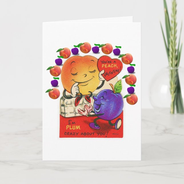 Valentine's Day Greeting Card Peach Plum (Front)