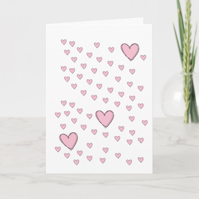 Valentine's Day Greeting Card Pink Hearts  (Front)