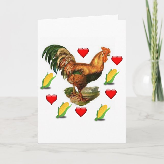 Valentine's Day Greeting Card Rooster Vintage (Front)