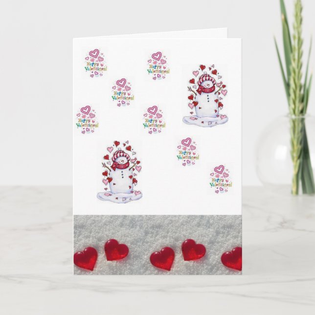 Valentine's Day Greeting Card Snowman (Front)