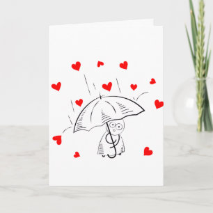 Valentine's Day Greeting Card Umbrella Red Hearts 