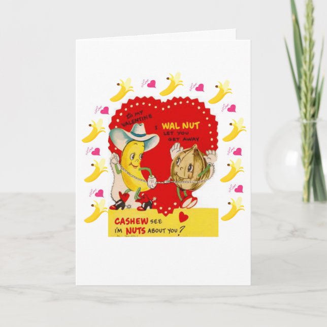 Valentines Day Greeting Card Vintage Banana Cashew (Front)