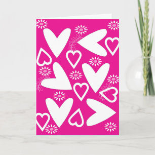 Valentine's Day Greeting Card White Hearts Pink