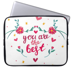 Valentine's day greeting card with hearts, flower laptop sleeve