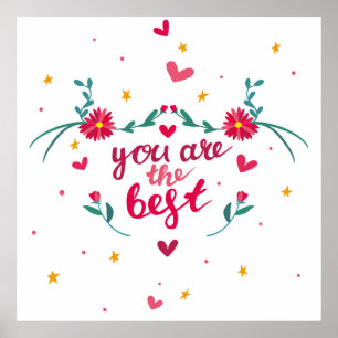 Valentine's day greeting card with hearts,  flower poster