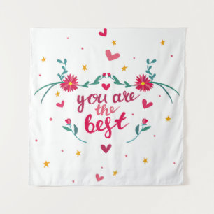 Valentine's day greeting card with hearts,  flower tapestry