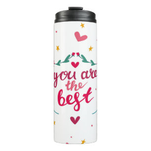 Valentine's day greeting card with hearts, flower thermal tumbler