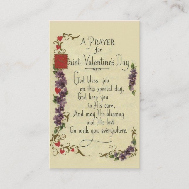 Valentine's Day Greeting Religious Prayer Cards (Front)