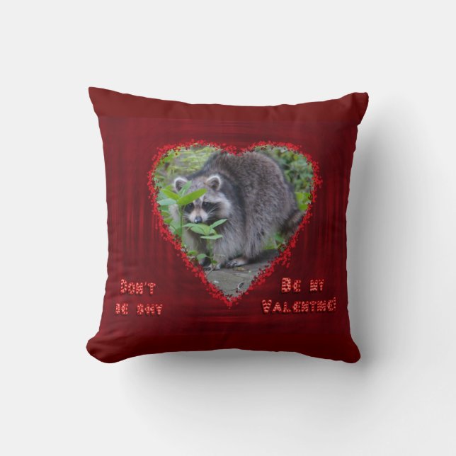 Valentine's Day Greeting - Shy Racoon Cushion (Front)