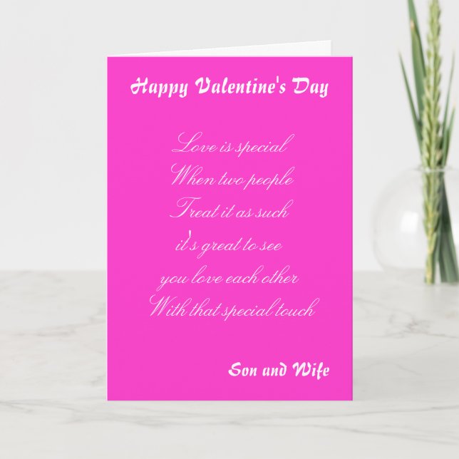 Valentine's  day  greetings cards-son and wife holiday card (Front)