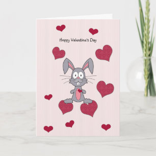 Valentine's Day Grey Bunny Rabbit Card