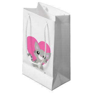Valentine's Day Grey Kitty Gift Bag