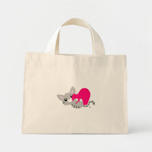 Valentine's Day Grey Kitty Tote Bag